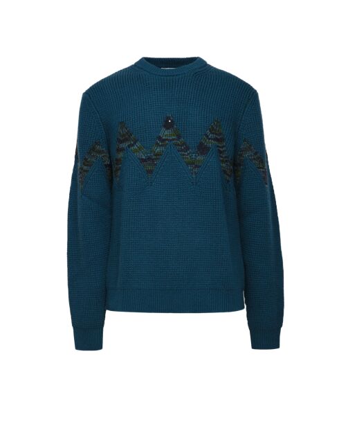 Pull à col rond Yloria tons pétrole et verts