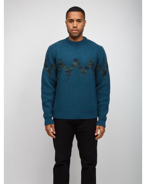 Pull à col rond Yloria tons pétrole et verts