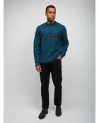 Pull à col rond Yloria tons pétrole et verts