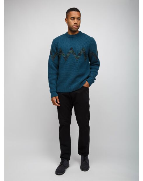 Pull à col rond Yloria tons pétrole et verts