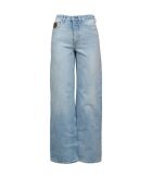 Pantalon à 5 poches Delyra base bleue avec des tons de gris