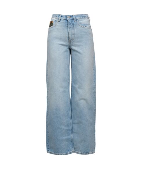 Pantalon à 5 poches Delyra base bleue avec des tons de gris