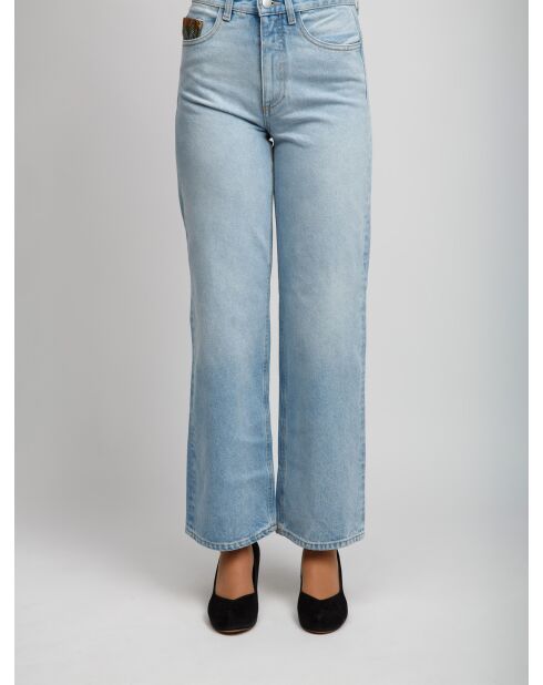 Pantalon à 5 poches Delyra base bleue avec des tons de gris