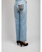 Pantalon à 5 poches Delyra base bleue avec des tons de gris