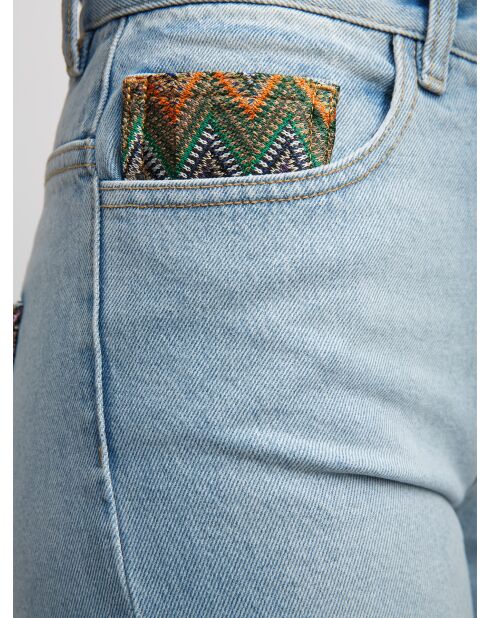 Pantalon à 5 poches Delyra base bleue avec des tons de gris