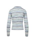 Pull à col rond Nériah rayures bleu clair, gris, blanc, turquoise