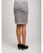 Jupe Nyméria base argentée avec espaces multi-oranges et bleus.teint