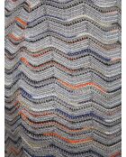 Jupe Nyméria base argentée avec espaces multi-oranges et bleus.teint