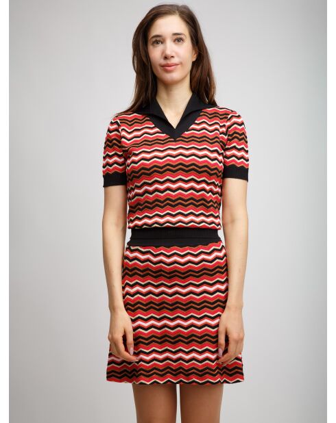 Pull à col en v Norélys base noire multicolore