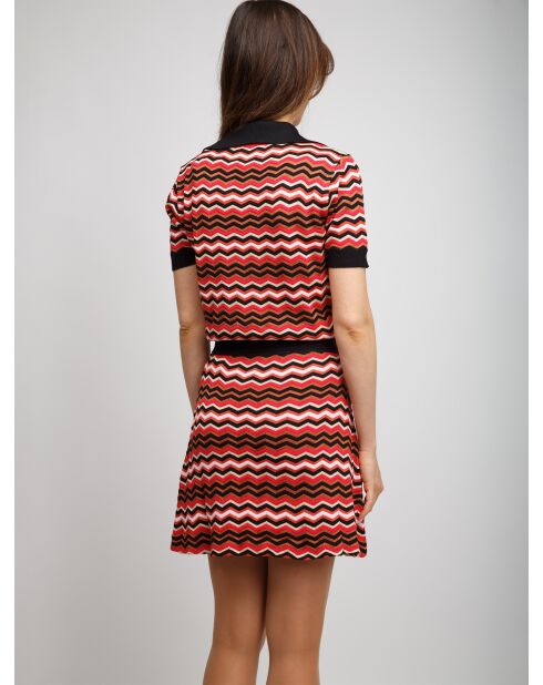 Pull à col en v Norélys base noire multicolore