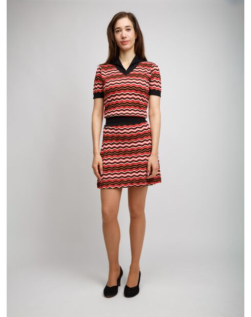 Pull à col en v Norélys base noire multicolore