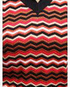 Pull à col en v Norélys base noire multicolore