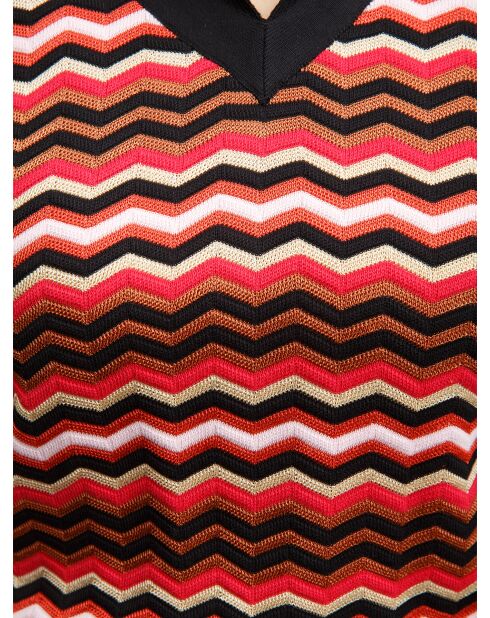 Pull à col en v Norélys base noire multicolore