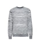 Pull à col rond Zéphéria dégradé bleu, blanc