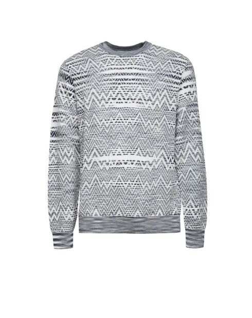 Pull à col rond Zéphéria dégradé bleu, blanc