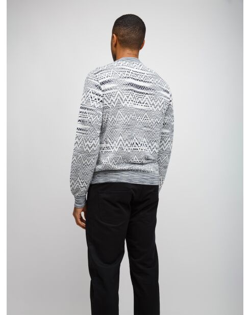 Pull à col rond Zéphéria dégradé bleu, blanc