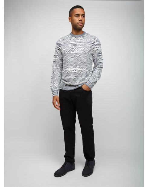 Pull à col rond Zéphéria dégradé bleu, blanc