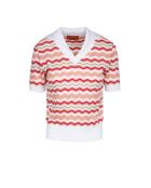 Pull à col en v Aélian base blanche multicolore