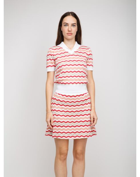 Pull à col en v Aélian base blanche multicolore