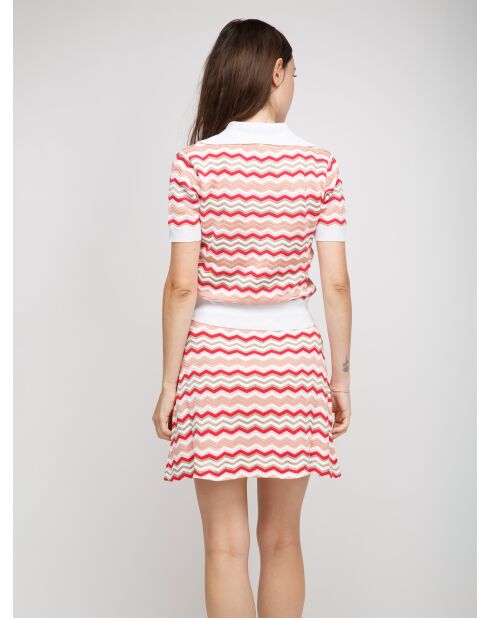 Pull à col en v Aélian base blanche multicolore