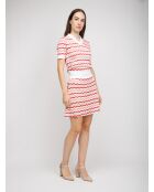 Pull à col en v Aélian base blanche multicolore