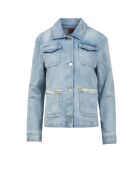 Veste en jean Ophélyne base bleue avec des tons verts