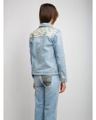 Veste en jean Ophélyne base bleue avec des tons verts