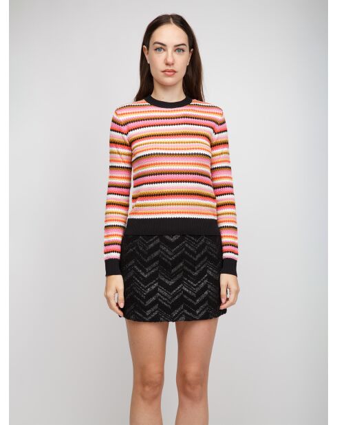 Pull à col rond Ulysea base rose multicolore