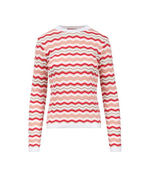 Pull à col rond Cassianor base blanche multicolore