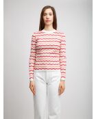 Pull à col rond Cassianor base blanche multicolore