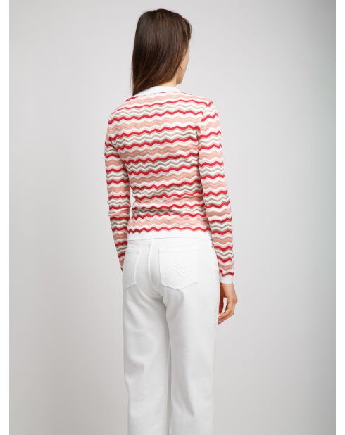 Pull à col rond Cassianor base blanche multicolore