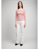 Pull à col rond Cassianor base blanche multicolore