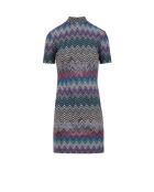 Robe courte Joryane multicolore violet, turquoise, rose avec base foncée