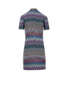 Robe courte Joryane multicolore violet, turquoise, rose avec base foncée