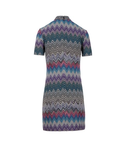 Robe courte Joryane multicolore violet, turquoise, rose avec base foncée