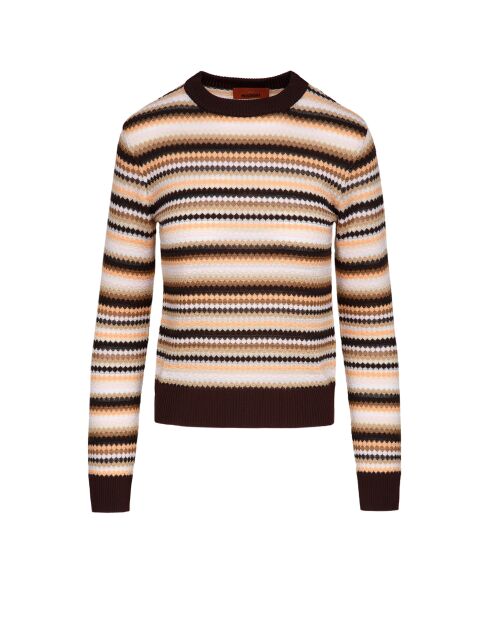 Pull à col rond Talyne base café multicolore