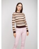Pull à col rond Talyne base café multicolore