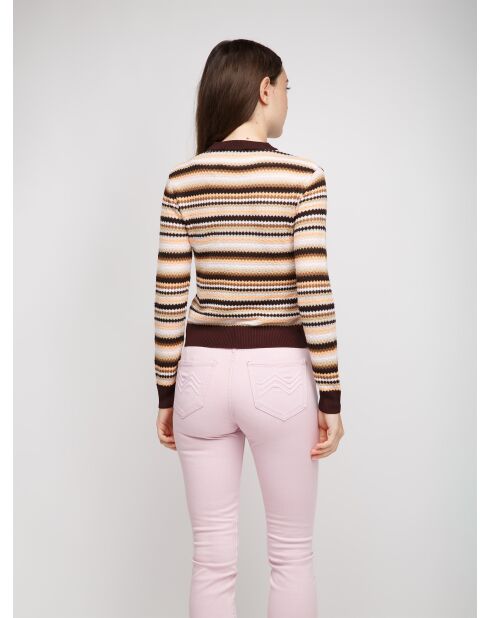 Pull à col rond Talyne base café multicolore