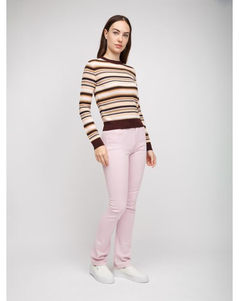 Pull à col rond Talyne base café multicolore