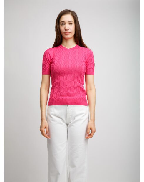 Pull à col rond Hélyora tons fuxia