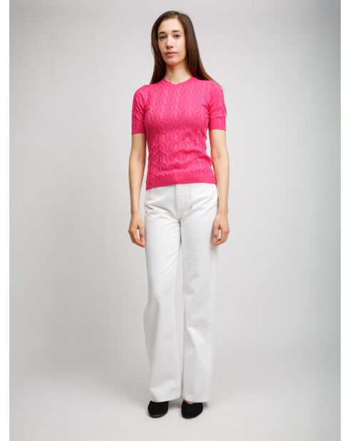 Pull à col rond Hélyora tons fuxia