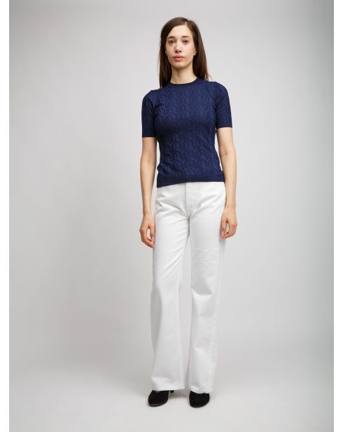 Pull à col rond Iphéa tons marine