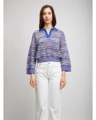 Pull Ilario rose multicolore, bleu, avio, blanc