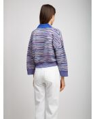 Pull Ilario rose multicolore, bleu, avio, blanc