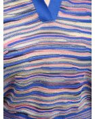 Pull Ilario rose multicolore, bleu, avio, blanc