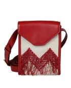 Sac à bandoulière taupe et bordeaux