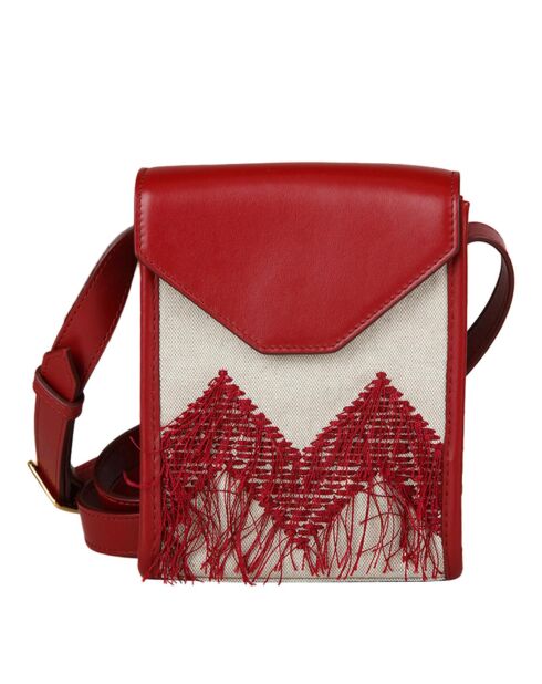 Sac à bandoulière taupe et bordeaux