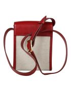 Sac à bandoulière taupe et bordeaux