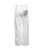 Pantalon à 5 poches Calyone base blanche avec des tons verts