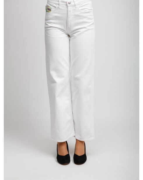 Pantalon à 5 poches Calyone base blanche avec des tons verts